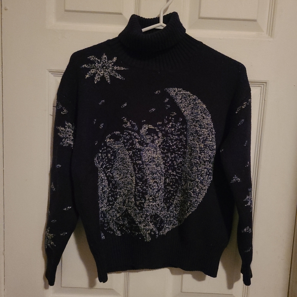 Dior Black Turtleneck with Silver Pattern